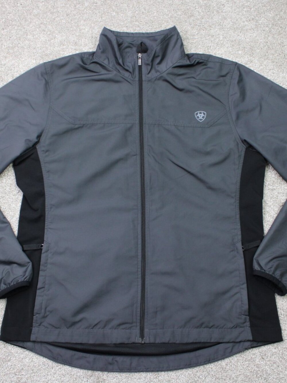 Ariat Ideal Windbreaker Jacket Men Large Gray Full Zip Lightweight Packable Coat